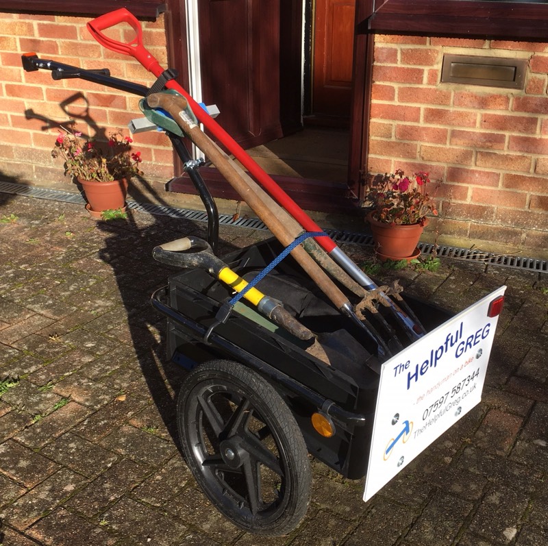 Bike trailer with garden tools
